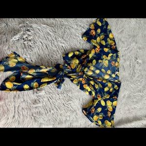 Lemon Print Wrap Top